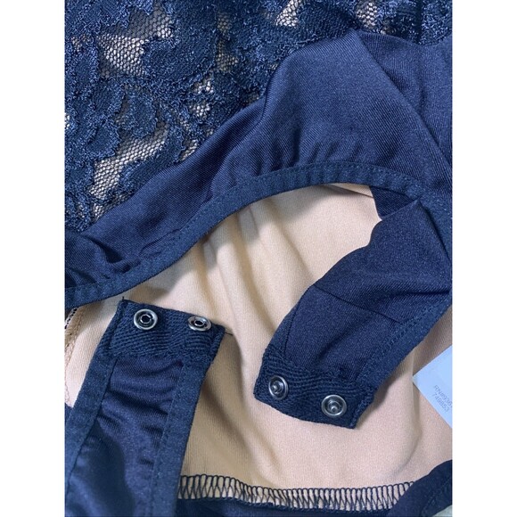 New Bisou Bisou‎ Women’s Black Lace Bodysuit Blouse Lace-up Back Sexy Size Small - Picture 6 of 6